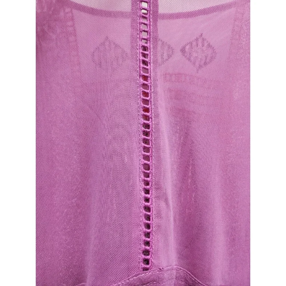 Free People Womens La Cienega Top Small Wisteria Purple Embroidered Sheer BOHO - Picture 12 of 12